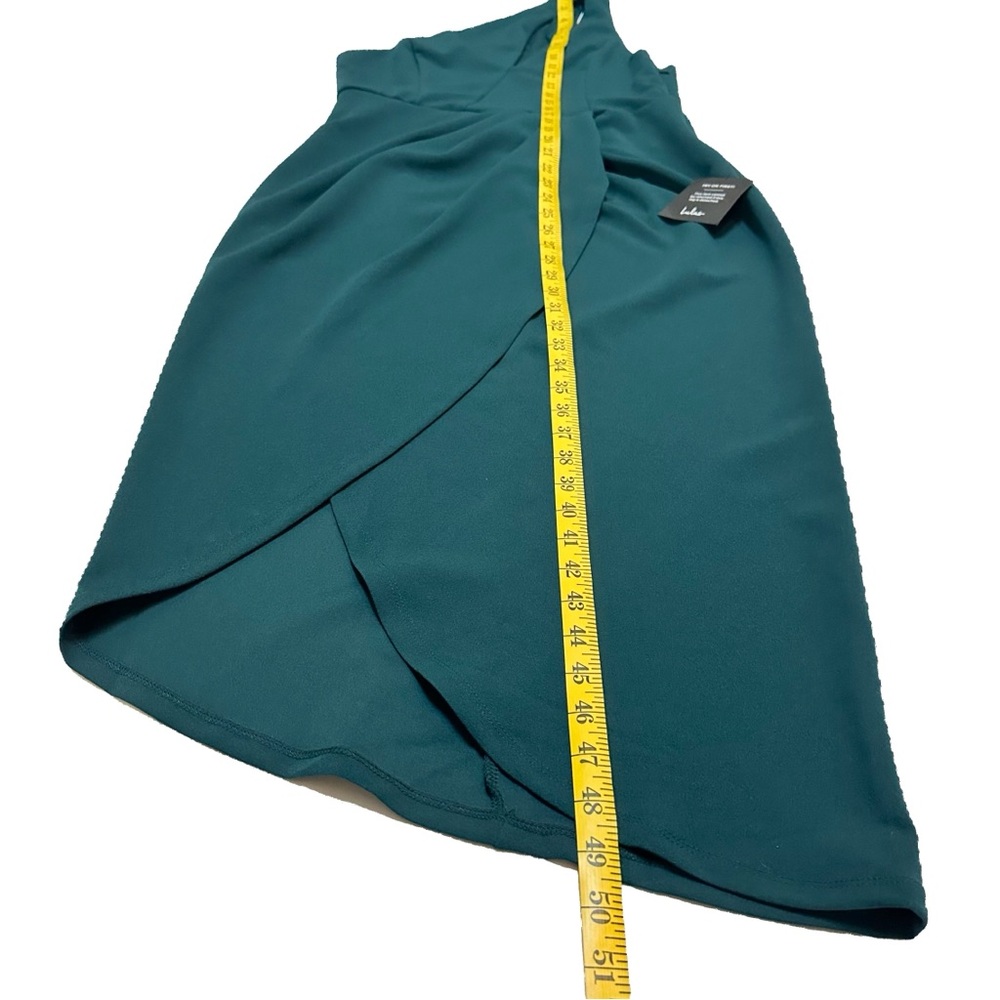 NWT Lulu*s So Flirty Green One-Shoulder Cutout Asymmetrical Dress Stretch Crepe - Picture 10 of 12